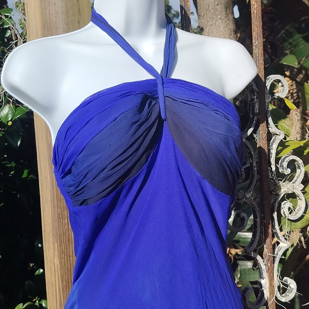 Cache '90s vintage, pre y2k blue ombre Grecian halter dress size 2 - Picture 2 of 7